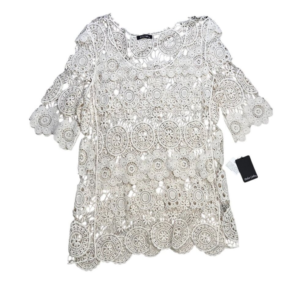 Dolce Cabo XL Crochet Swim Coverup Cottagecore Granny